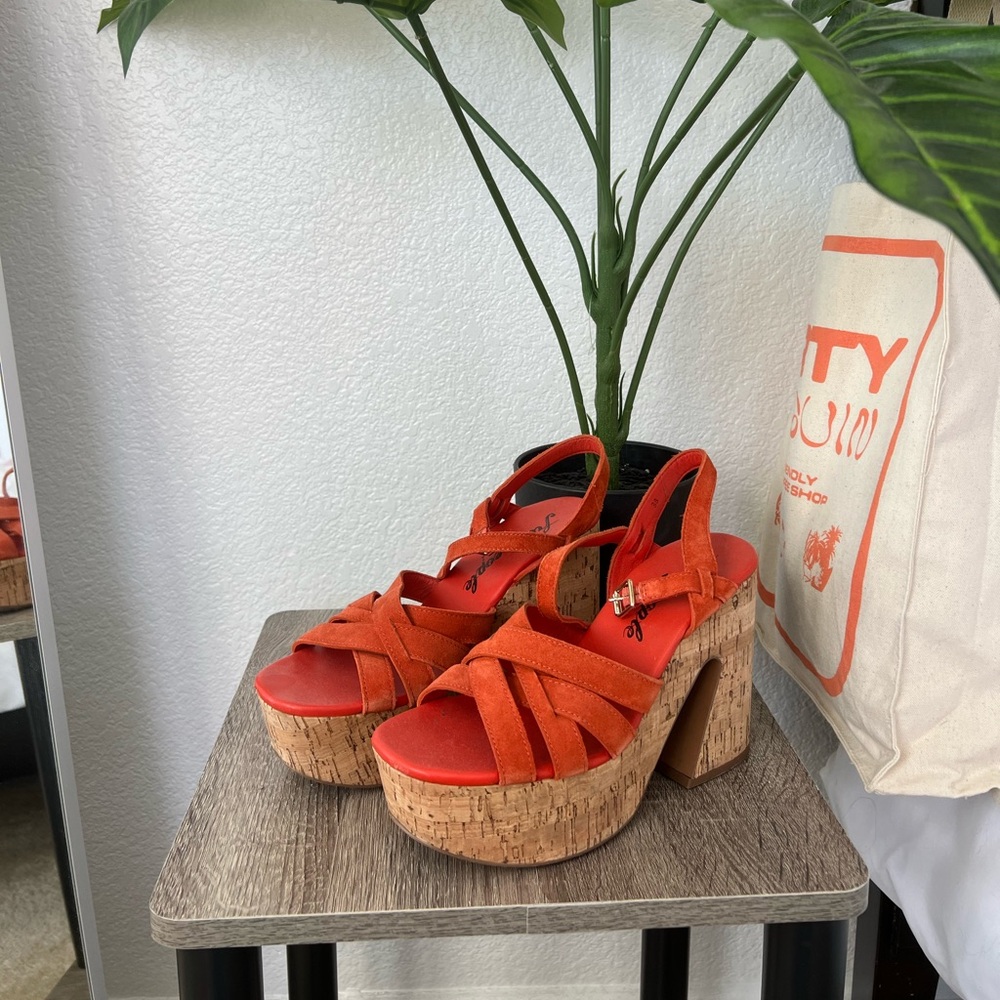 Free People Chunky Orange Heels